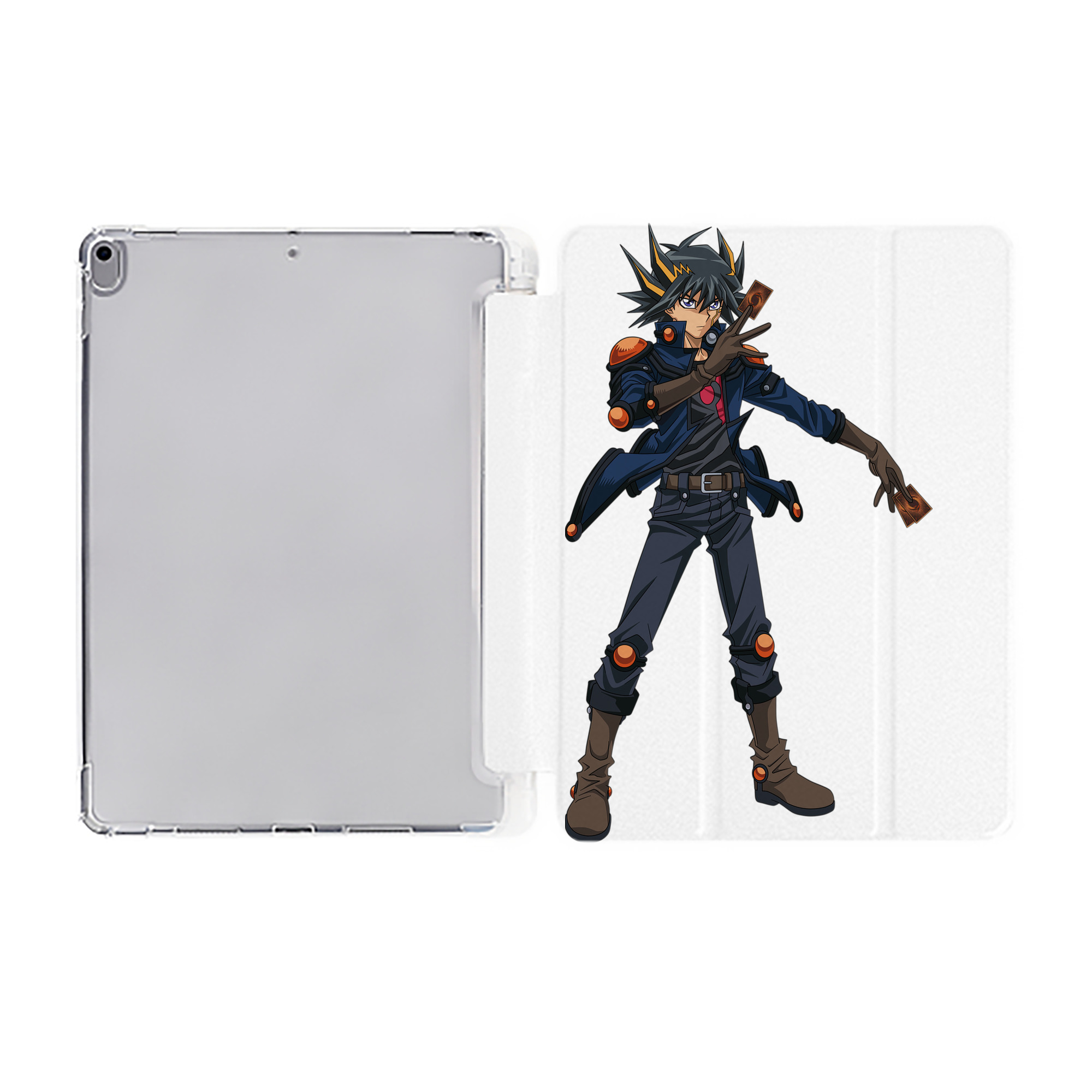 （画像用） 遊☆戯☆王 Yu-Gi-Oh! IPad ケース ペン収納付き 三つ折りスタンド PUレザー×シリコン 対応機種9.5/10.5/10.9インチ